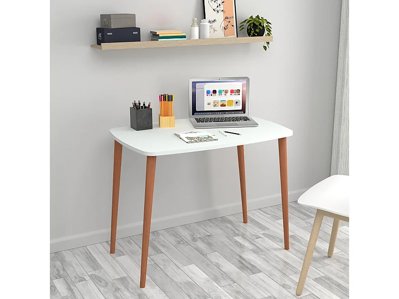 Bureau Kongsberg 70 x 90 x 60 cm blanc [en.casa]