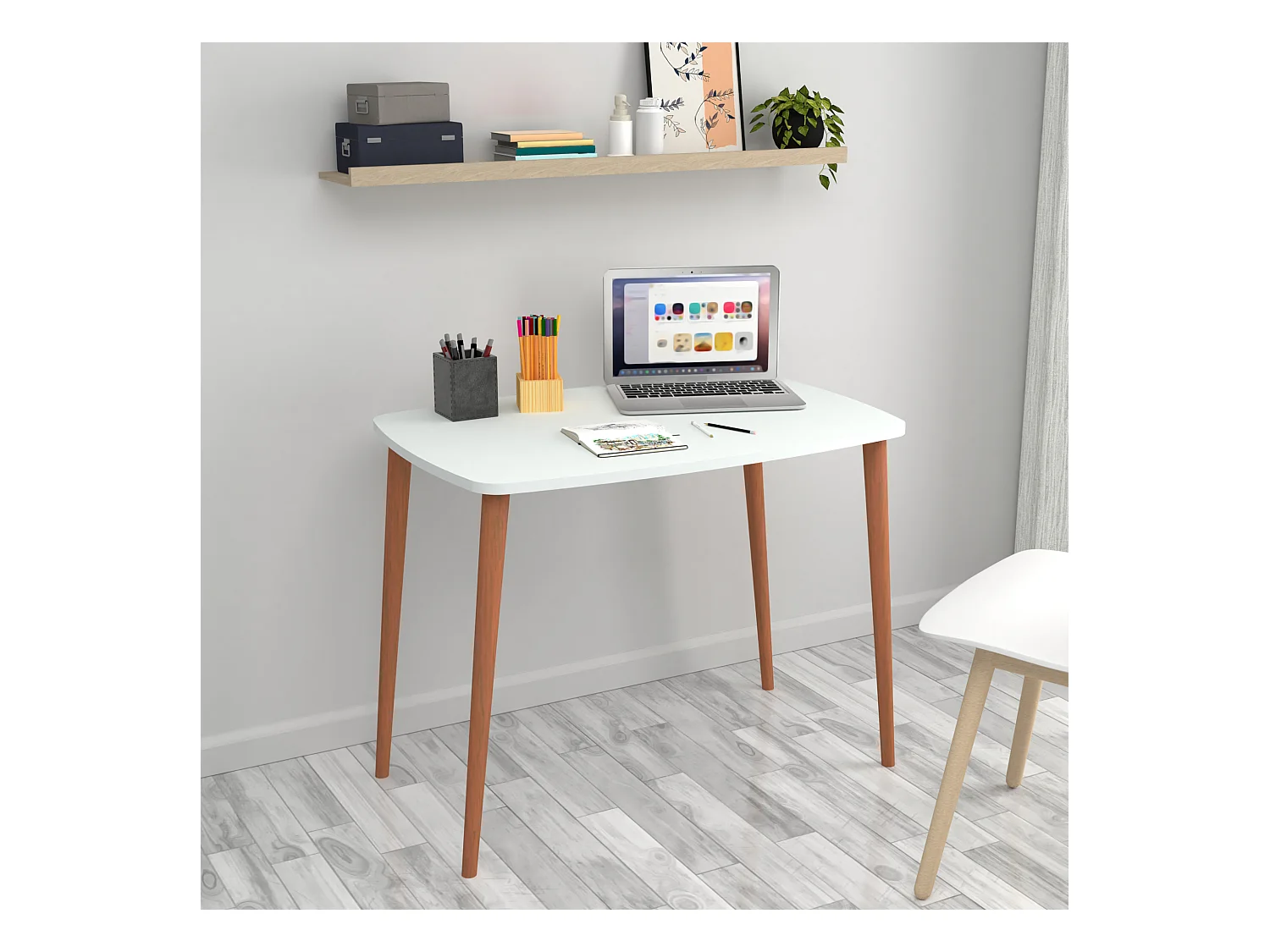 Bureau Kongsberg 70 x 90 x 60 cm blanc [en.casa]