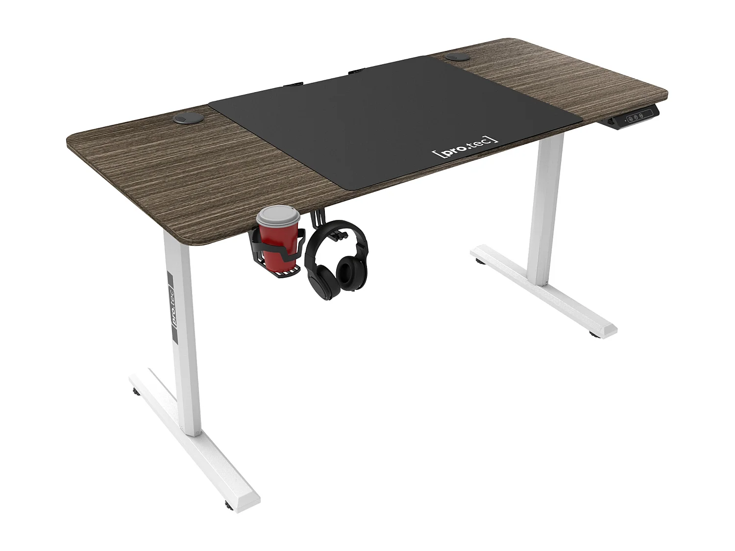 Bureau électrique Hayward à hauteur réglable 140 x 60 x 72 - 117 cm effet bois foncé [pro.tec]