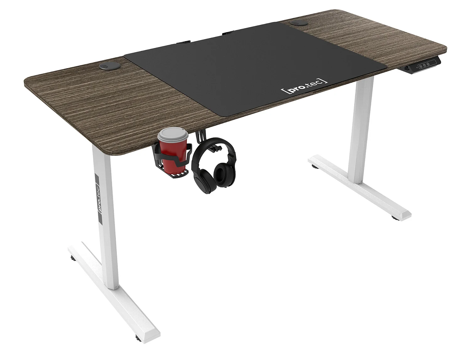 Bureau électrique Hayward à hauteur réglable 140 x 60 x 72 - 117 cm effet bois foncé [pro.tec]