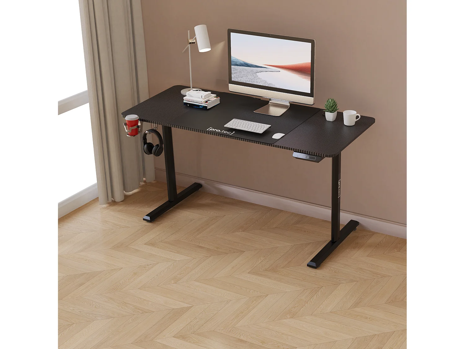 Bureau électrique Hayward à hauteur réglable 140 x 60 x 72 - 117 cm noir [pro.tec]