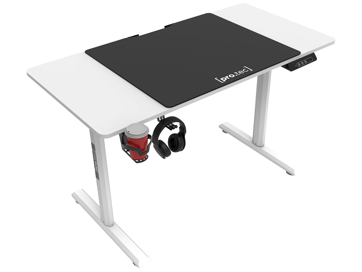 Bureau électrique Pomona à hauteur réglable 110 x 60 x 72 - 117 cm blanc [pro.tec]