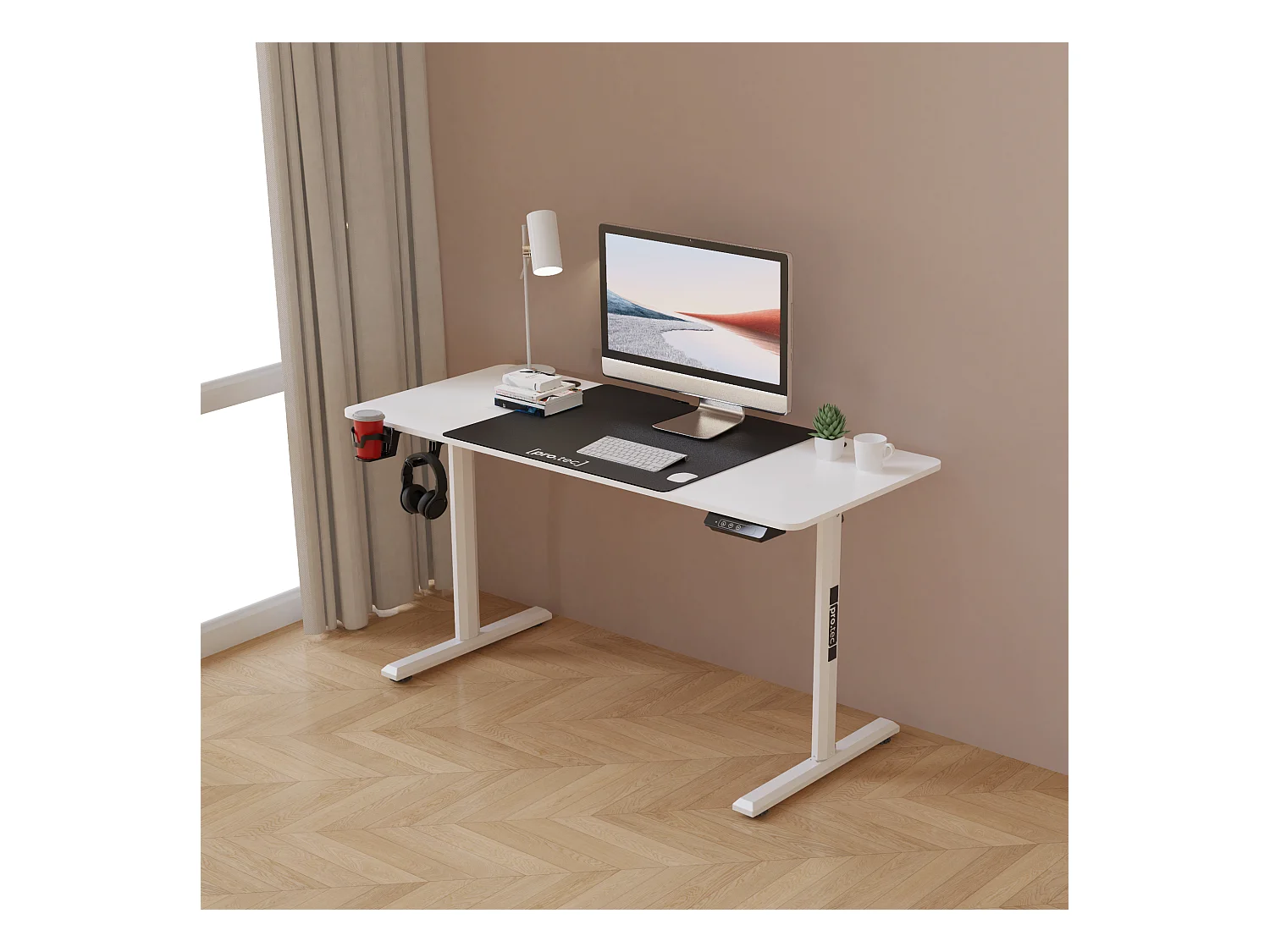 Bureau électrique Hayward à hauteur réglable 140 x 60 x 72 - 117 cm blanc [pro.tec]