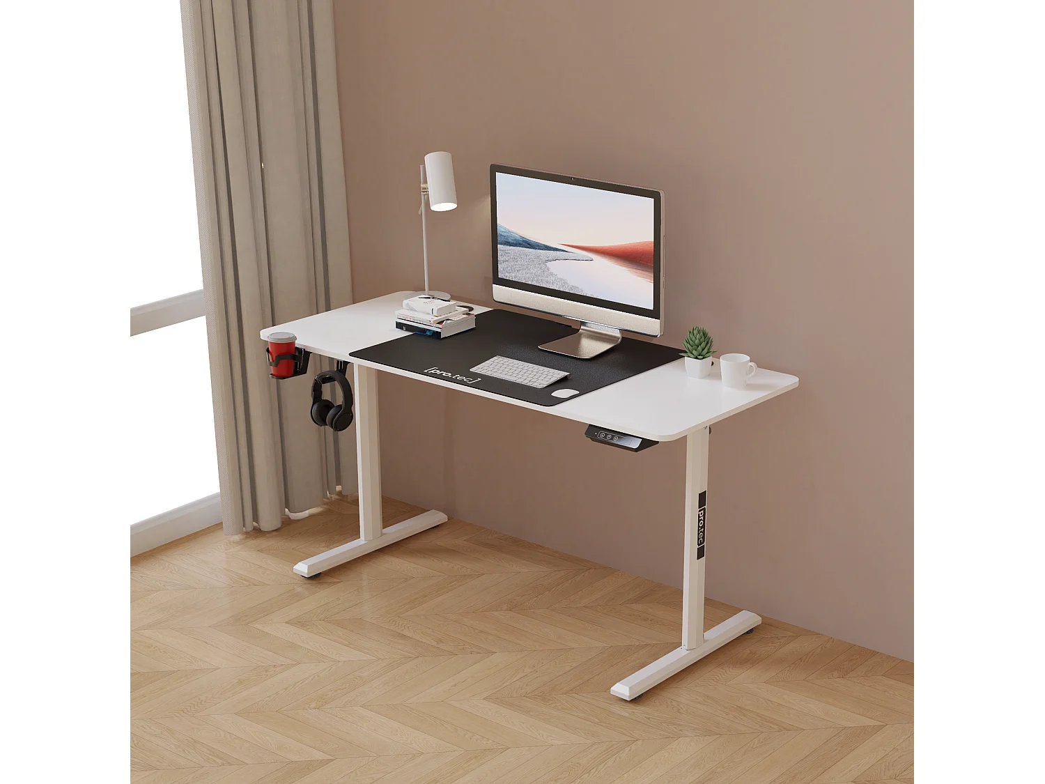 Bureau électrique Hayward à hauteur réglable 140 x 60 x 72 - 117 cm blanc [pro.tec]