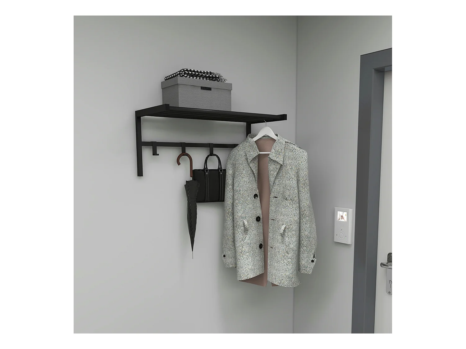 Portemanteau Tolga à 4 crochets 32,5 x 69 x 34 cm noir [en.casa]