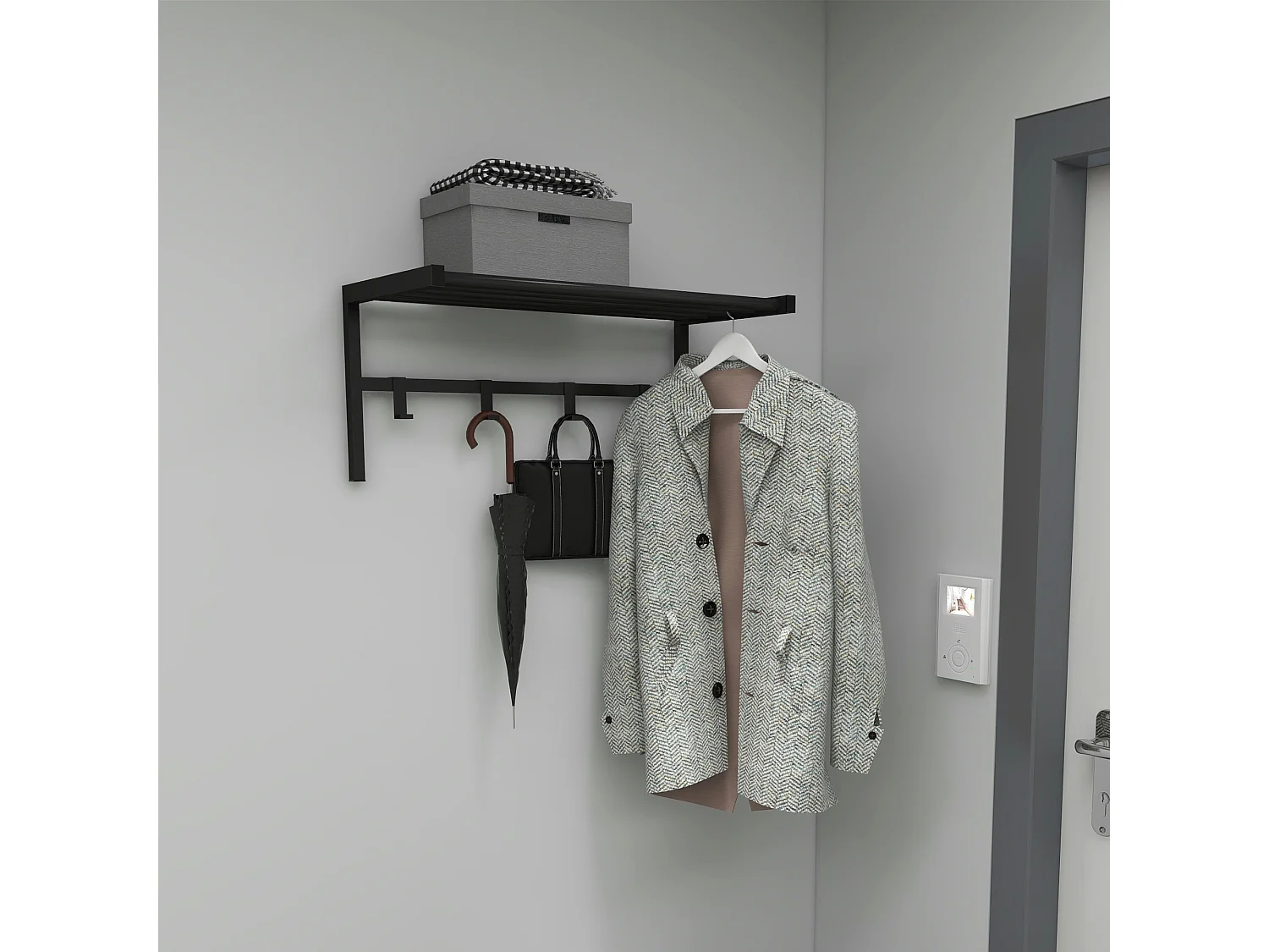 Portemanteau Tolga à 4 crochets 32,5 x 69 x 34 cm noir [en.casa]