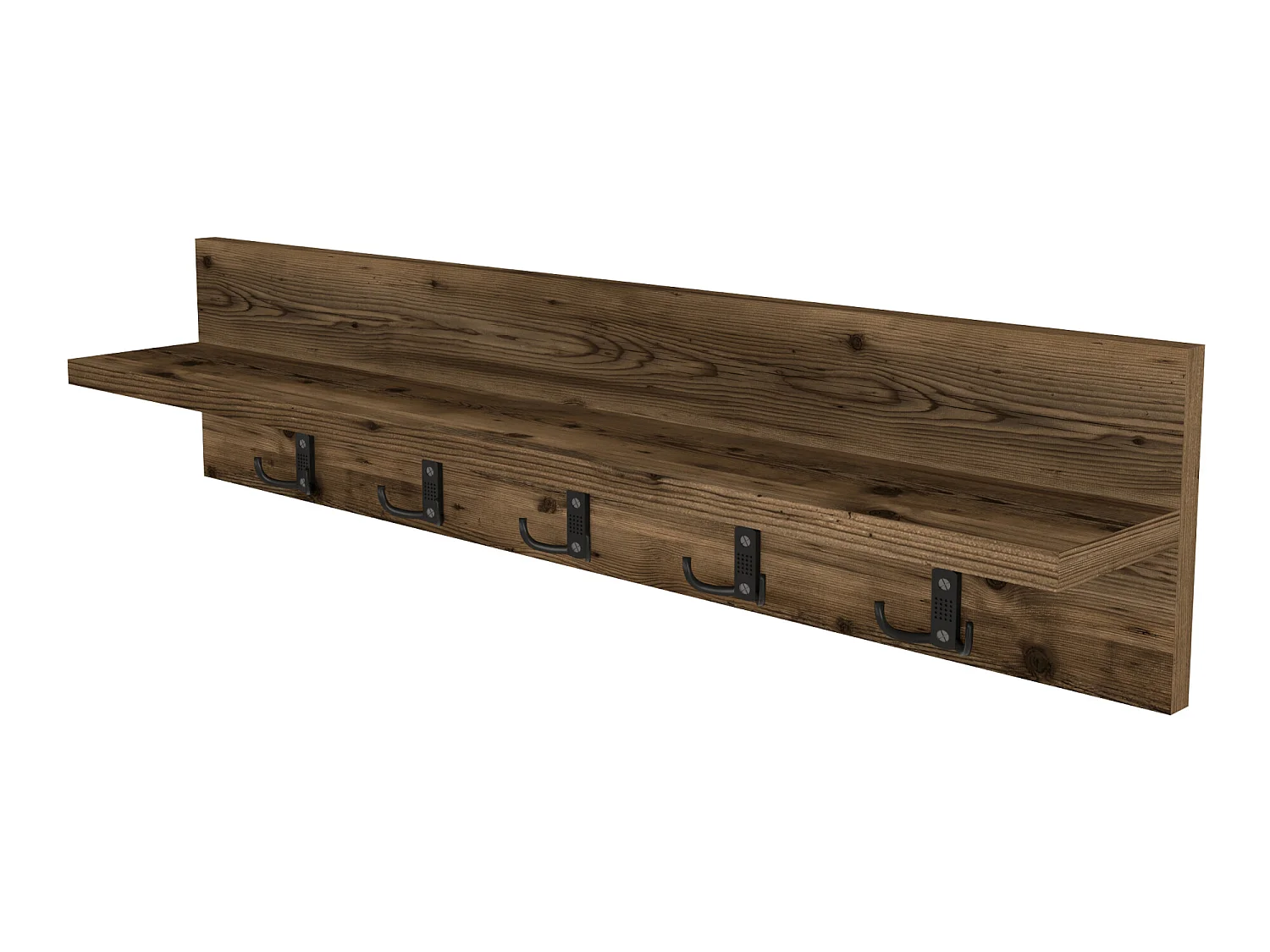 Portemanteau Hammarö à 10 crochets 80 x 13 x 18 cm effet chêne patiné [en.casa]