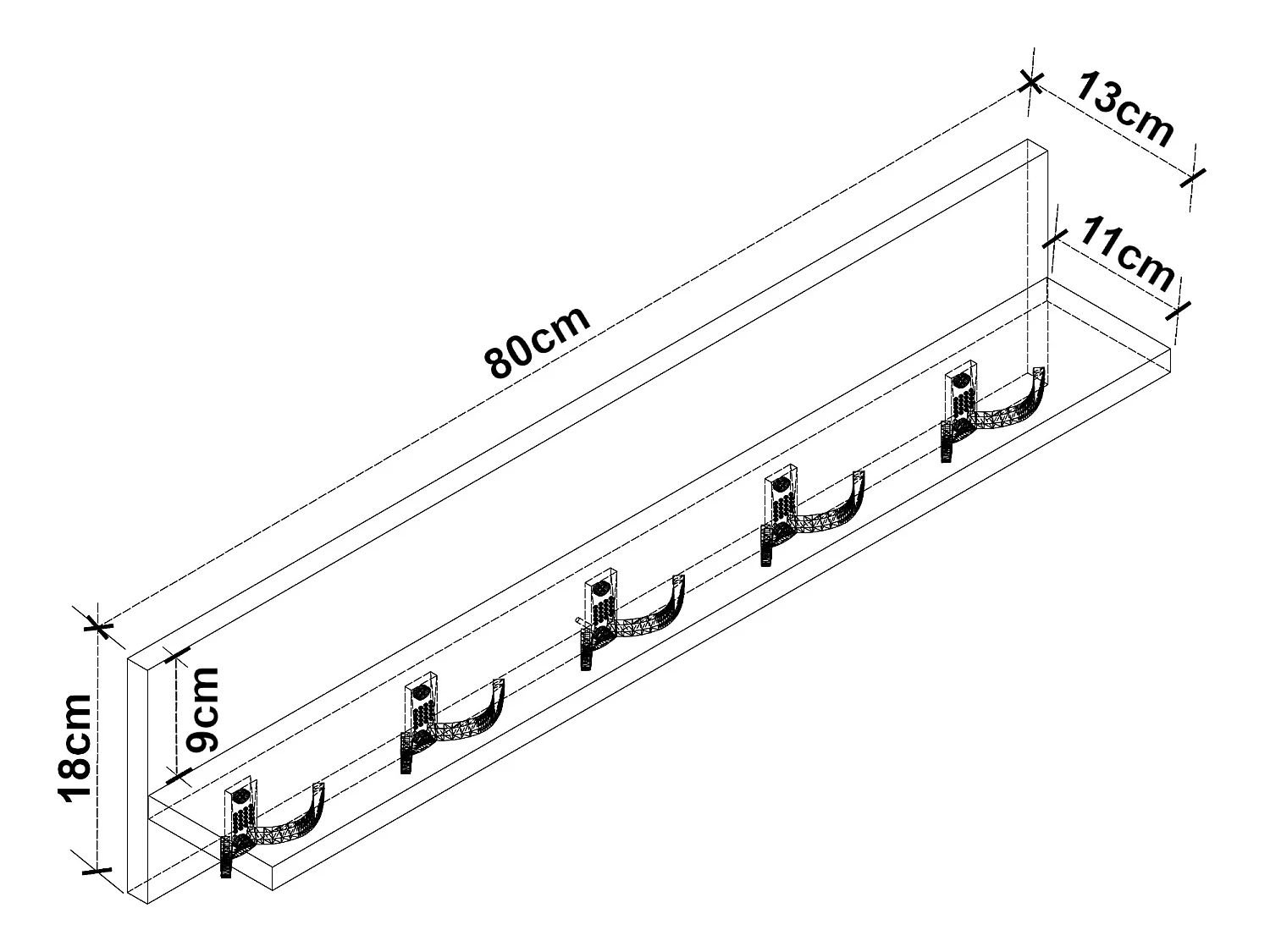 Portemanteau Hammarö à 10 crochets 80 x 13 x 18 cm effet chêne patiné [en.casa]