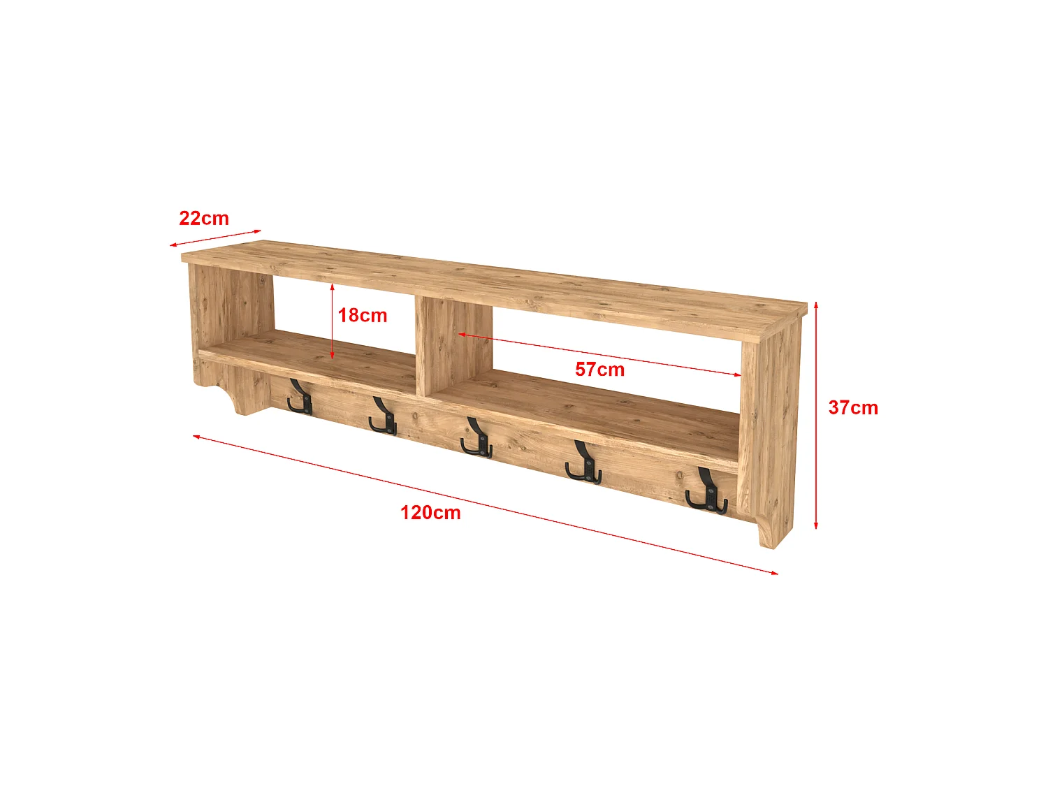 Portemanteau Åstorp à 15 crochets 120 x 22 x 37 cm effet chêne [en.casa]