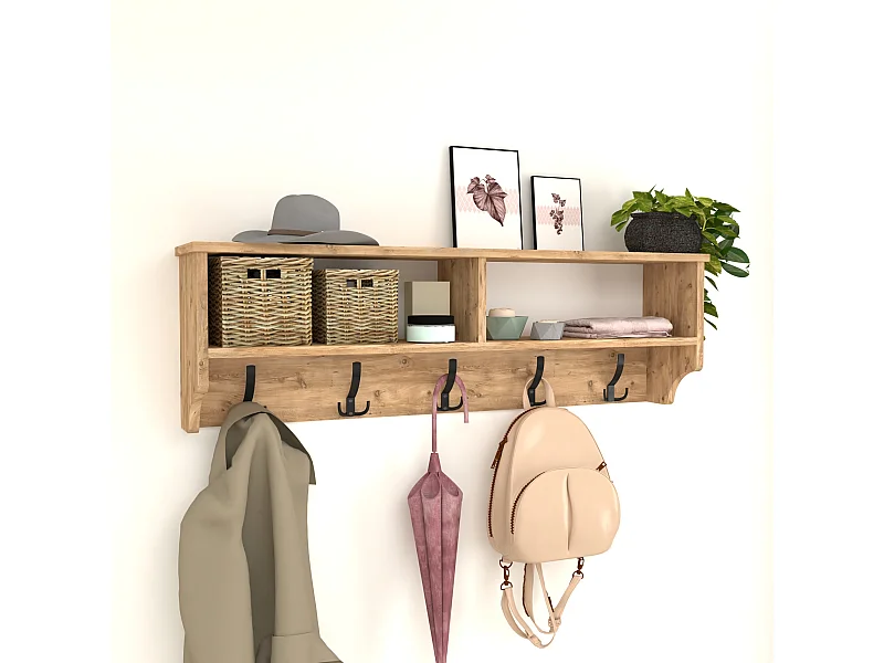 Portemanteau Åstorp à 15 crochets 120 x 22 x 37 cm effet chêne [en.casa]