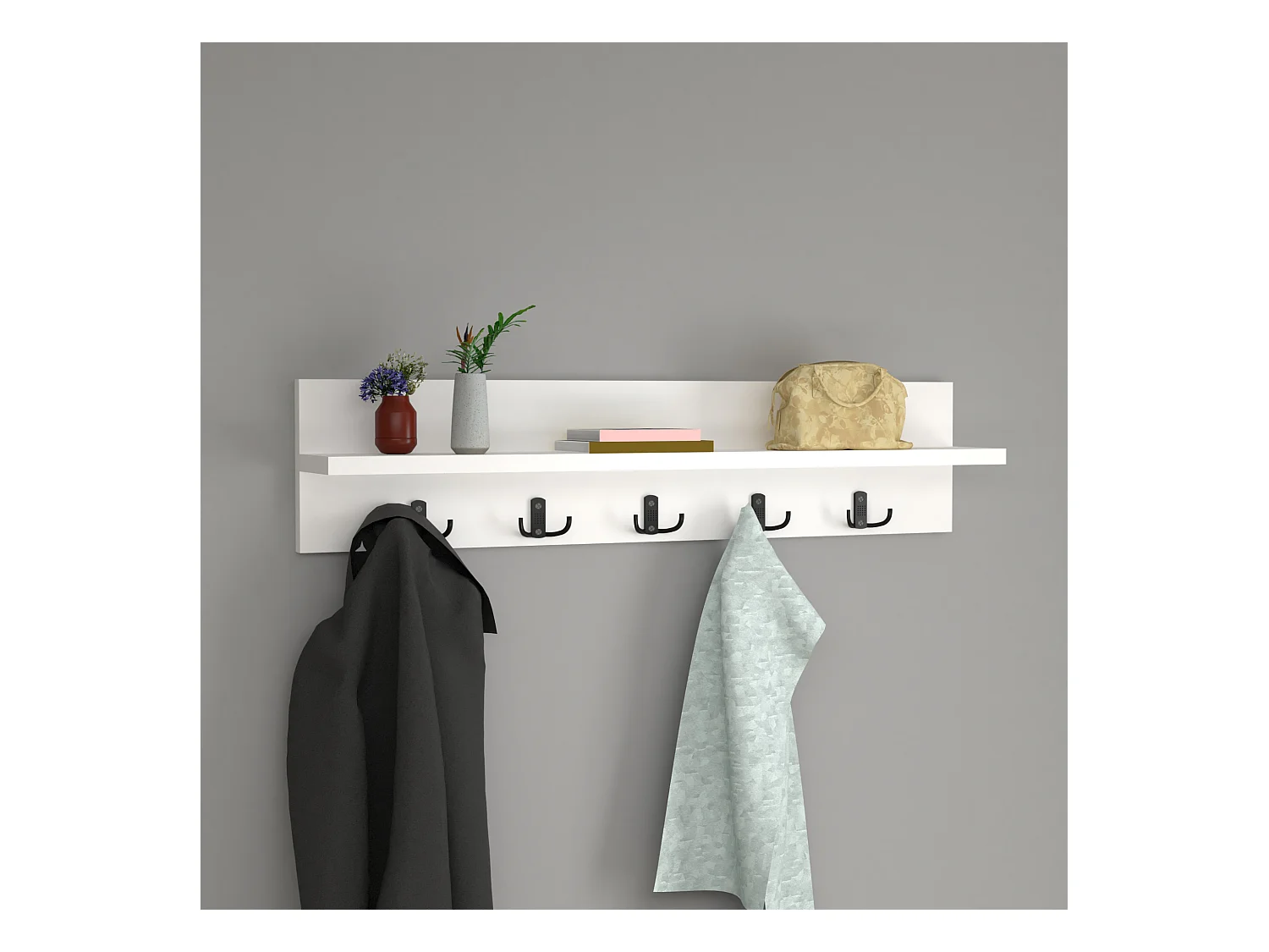 Portemanteau Hammarö à 10 crochets 80 x 13 x 18 cm blanc [en.casa]