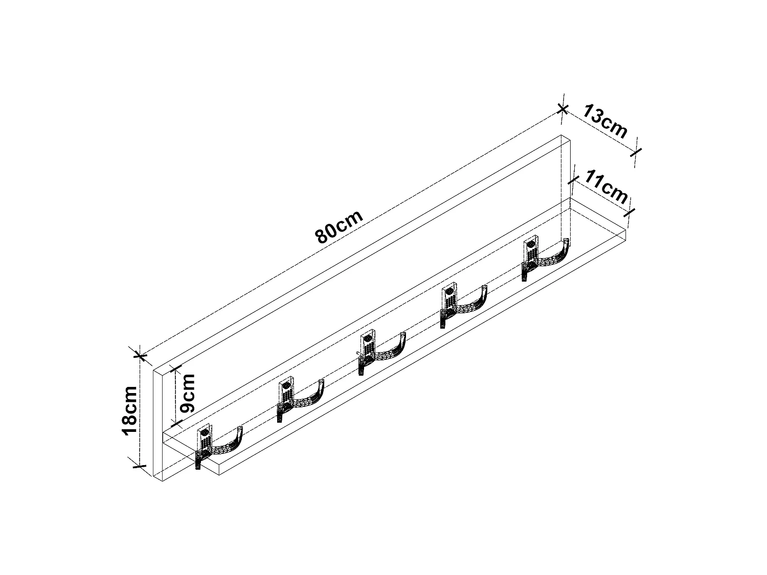 Portemanteau Hammarö à 10 crochets 80 x 13 x 18 cm blanc [en.casa]