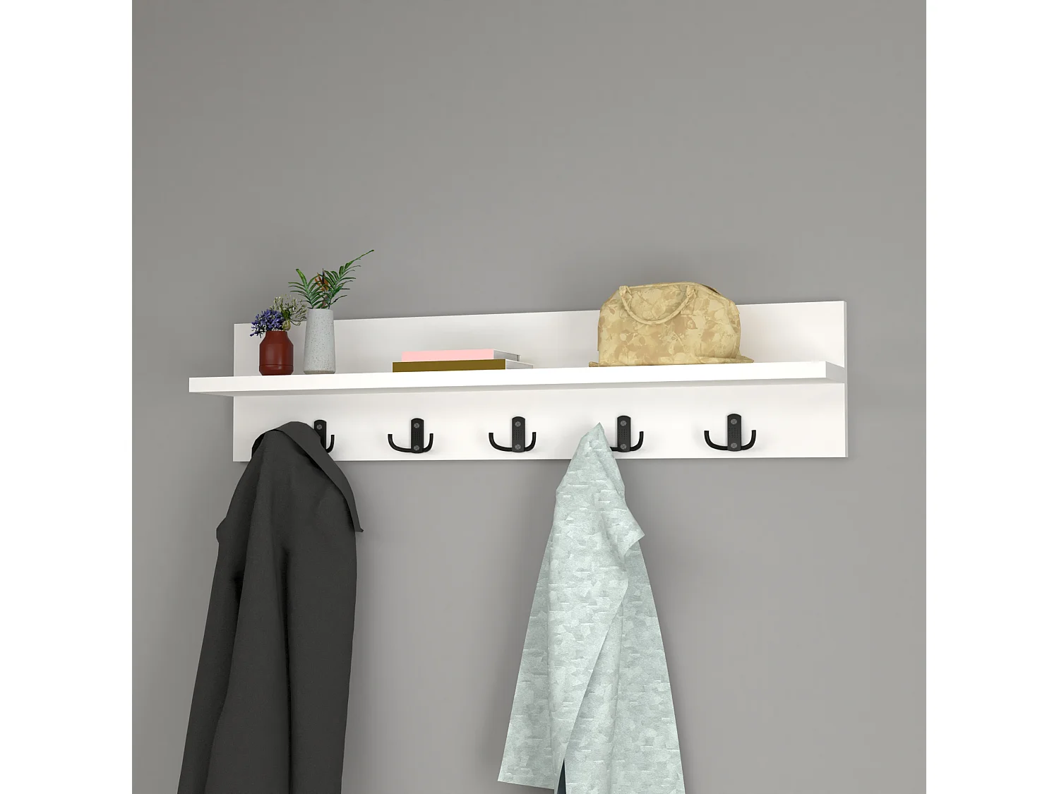 Portemanteau Hammarö à 10 crochets 80 x 13 x 18 cm blanc [en.casa]