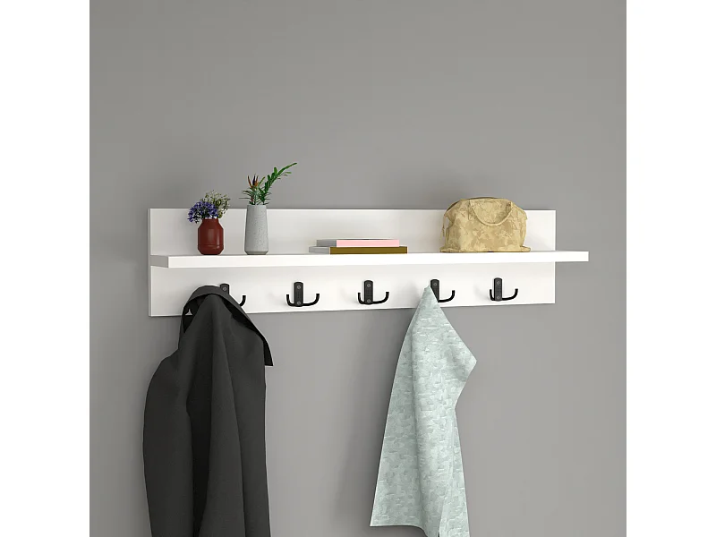 Portemanteau Hammarö à 10 crochets 80 x 13 x 18 cm blanc [en.casa]