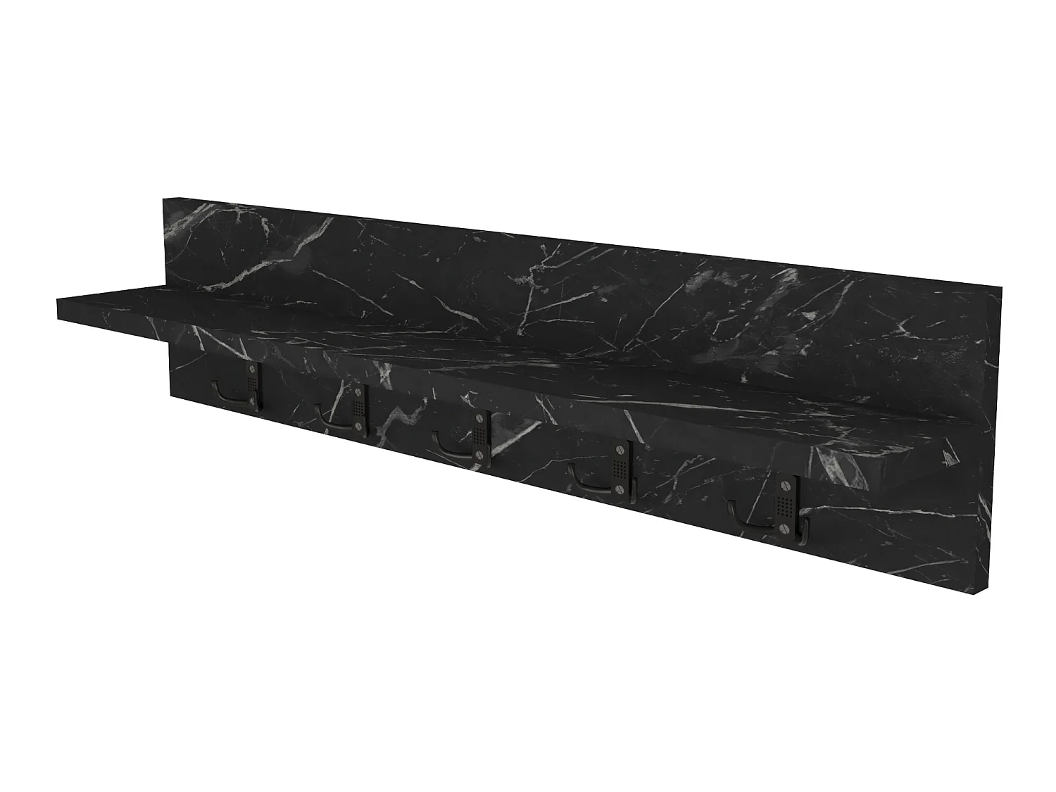 Portemanteau Hammarö à 10 crochets 80 x 13 x 18 cm marbre noir [en.casa]