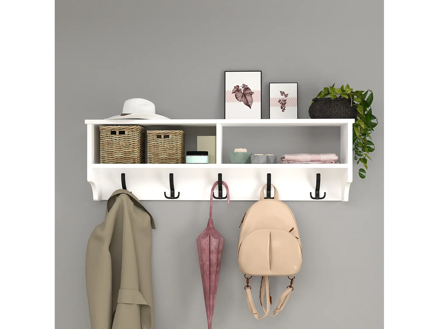 Portemanteau Åstorp à 15 crochets 120 x 22 x 37 cm blanc [en.casa]