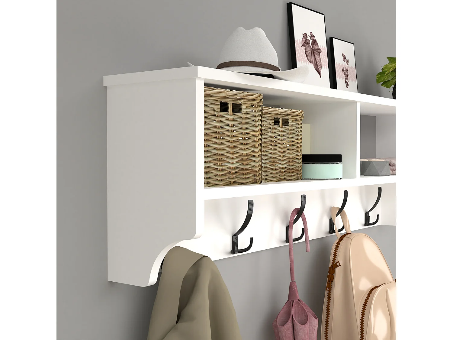 Portemanteau Åstorp à 15 crochets 120 x 22 x 37 cm blanc [en.casa]
