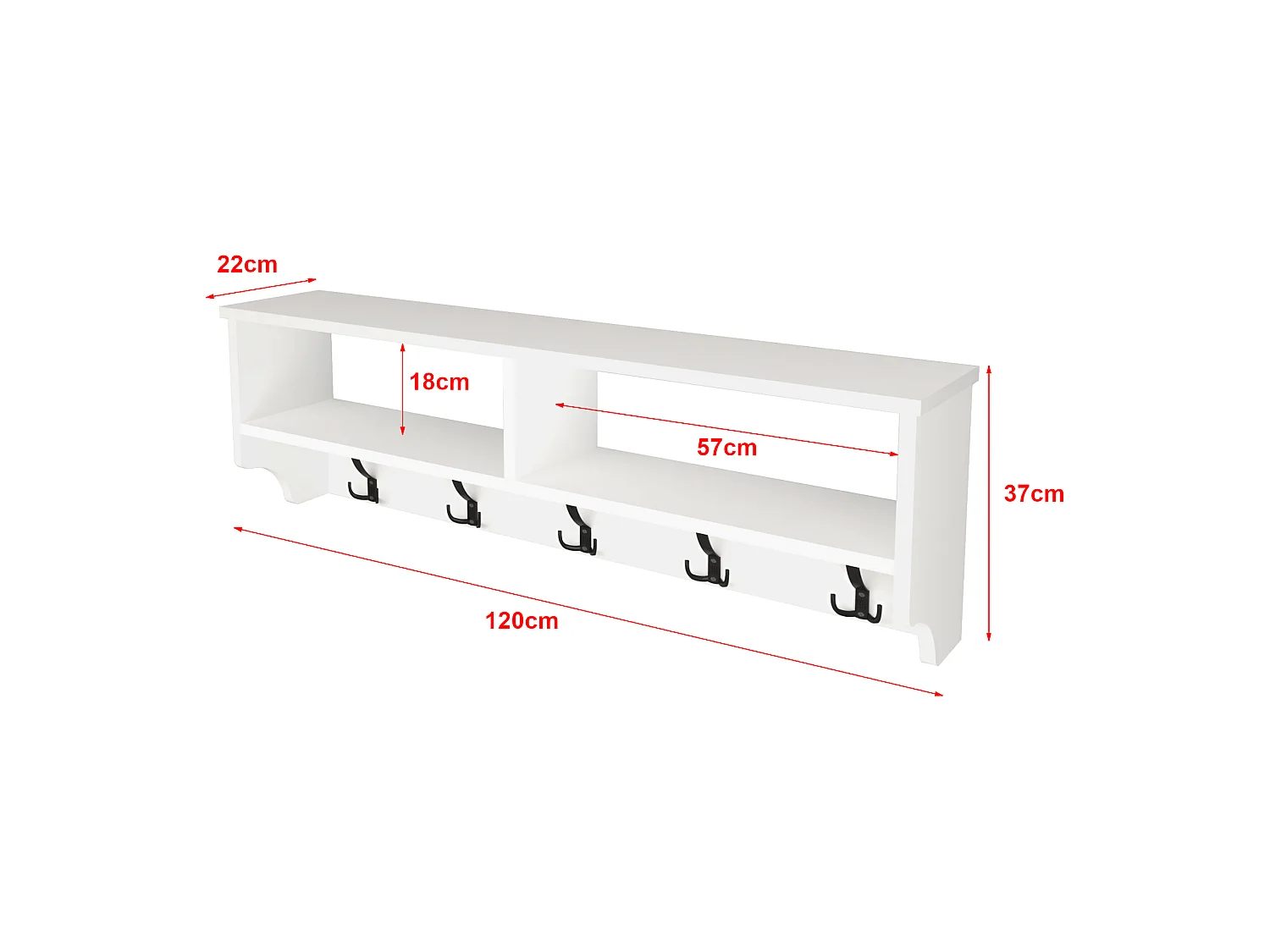 Portemanteau Åstorp à 15 crochets 120 x 22 x 37 cm blanc [en.casa]