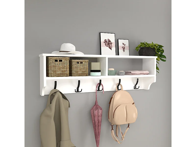 Portemanteau Åstorp à 15 crochets 120 x 22 x 37 cm blanc [en.casa]