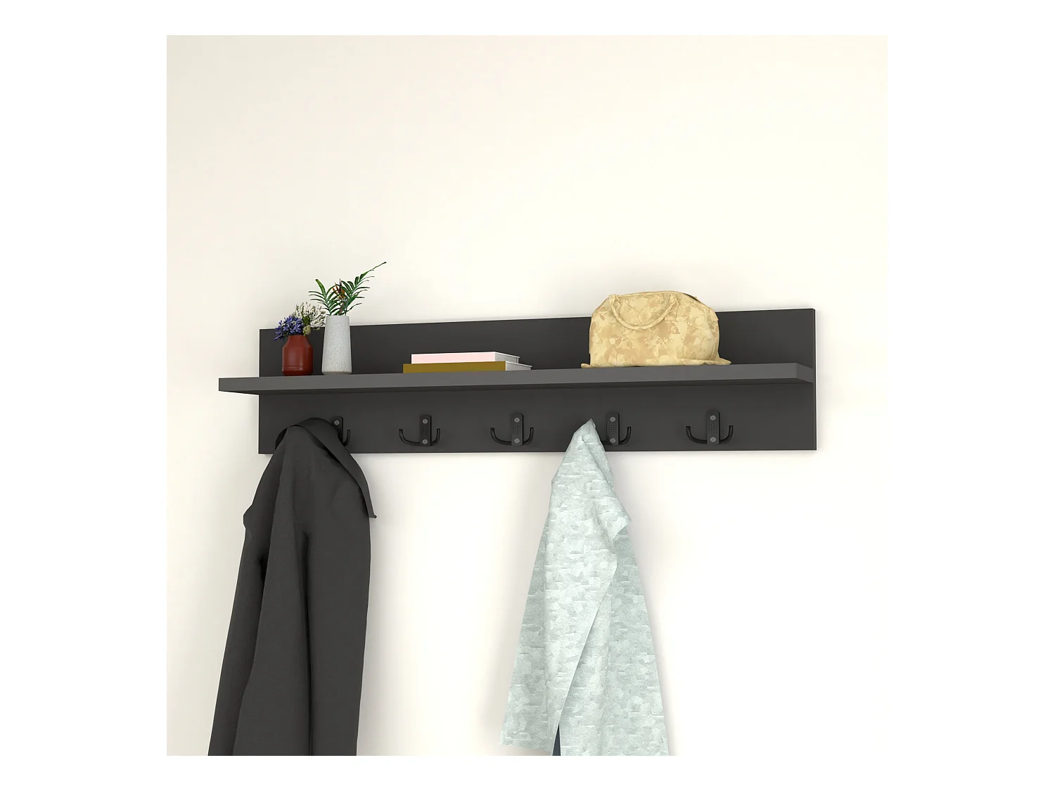 Portemanteau Hammarö à 10 crochets 80 x 13 x 18 cm anthracite [en.casa]