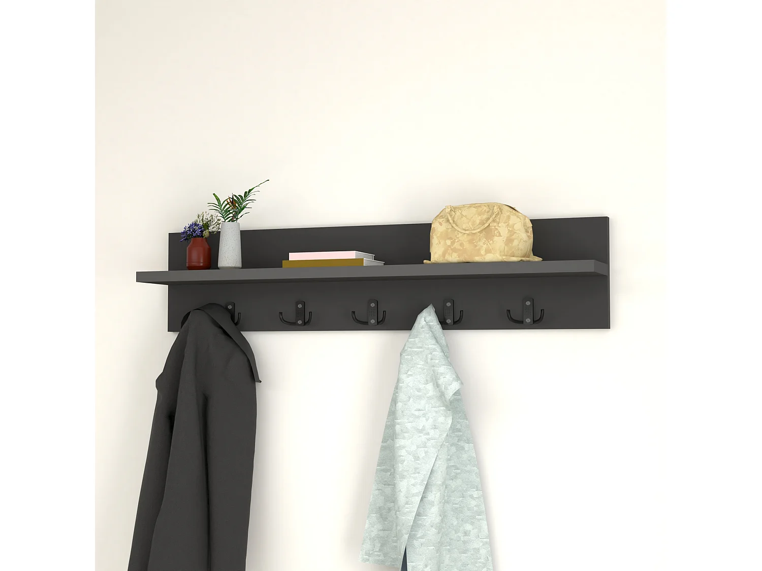 Portemanteau Hammarö à 10 crochets 80 x 13 x 18 cm anthracite [en.casa]