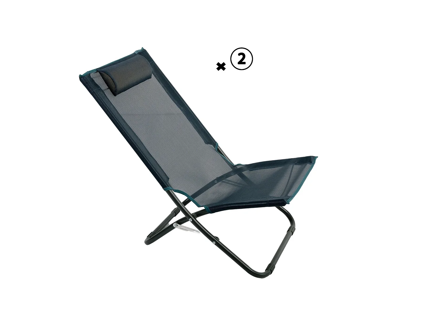 Lot De 2 Chaises Relax Avec Têtière Coloris Bleu Foncé