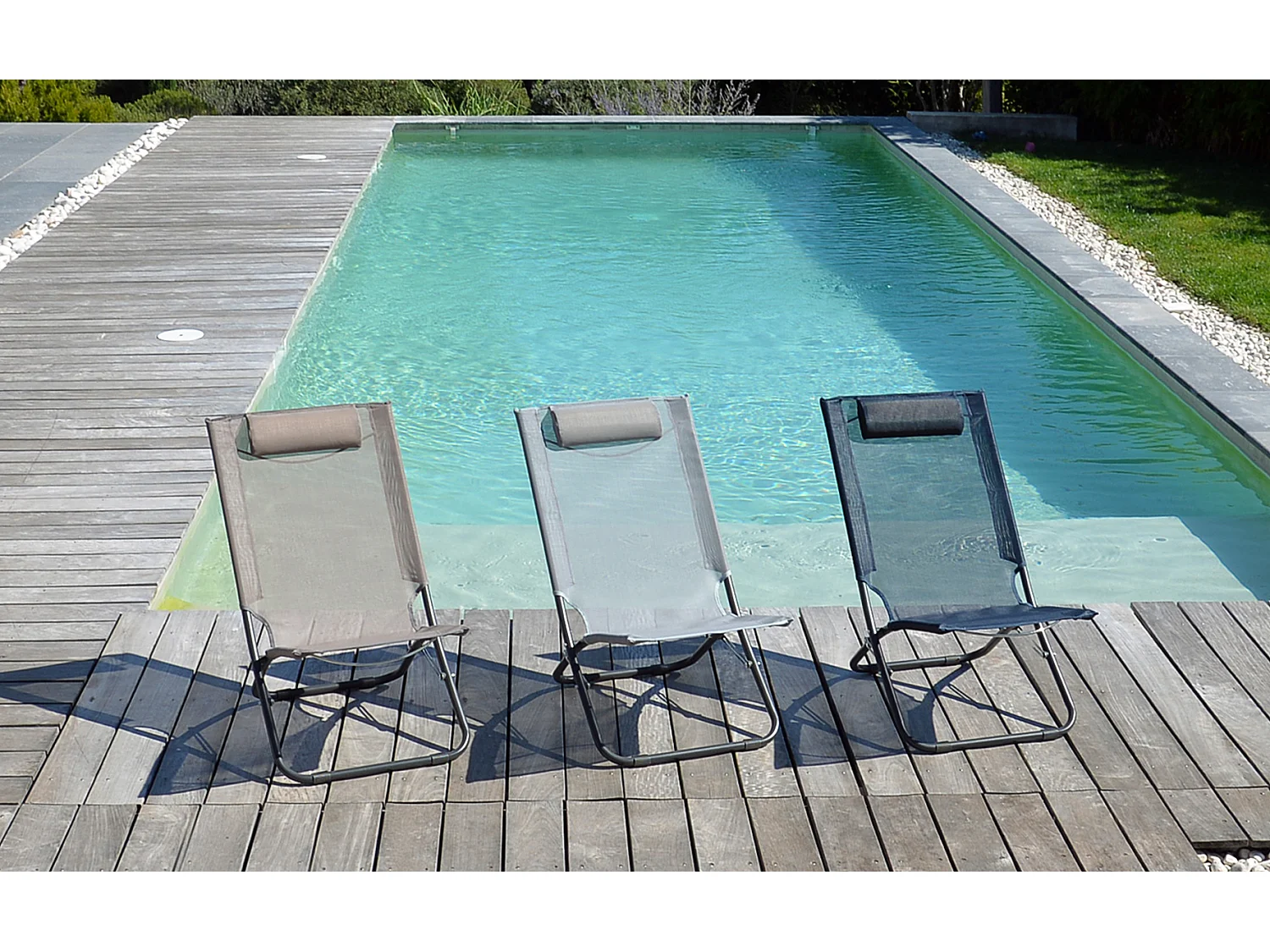 Lot De 2 Chaises Relax Avec Têtière Coloris Bleu Foncé