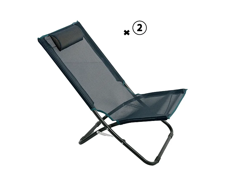 Lot De 2 Chaises Relax Avec Têtière Coloris Bleu Foncé