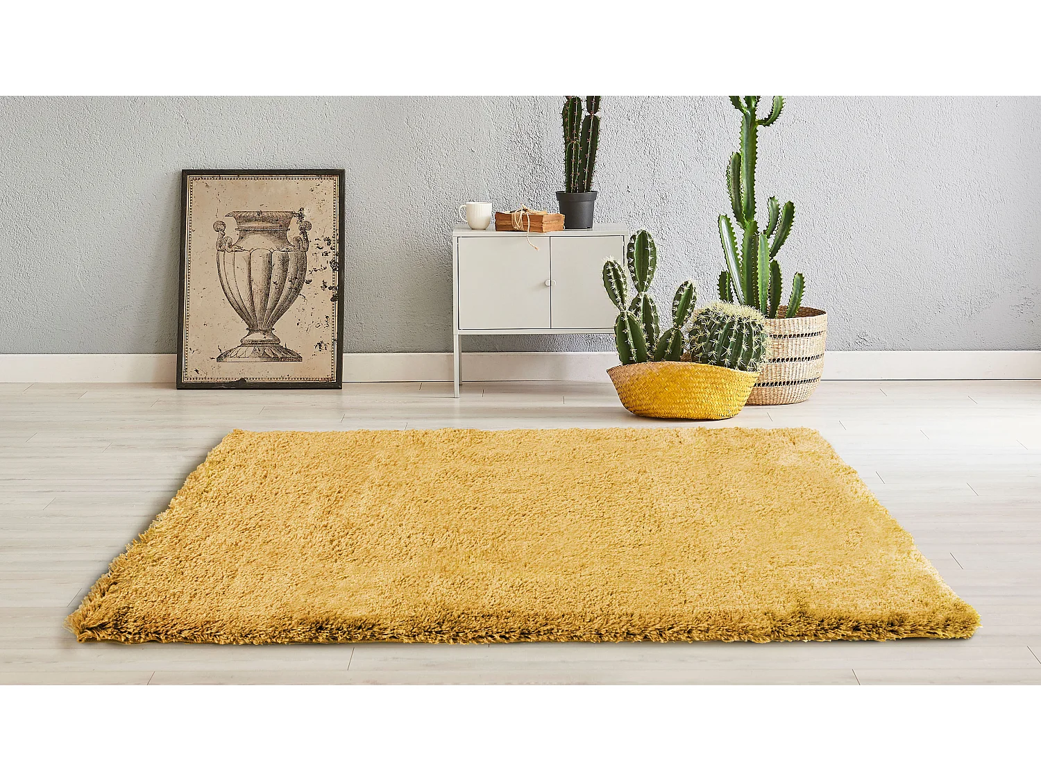 Tapis Salon, Chambre Uni Vieux Jaune Shaggy À Poils Longs Doux 150x200 Cm
