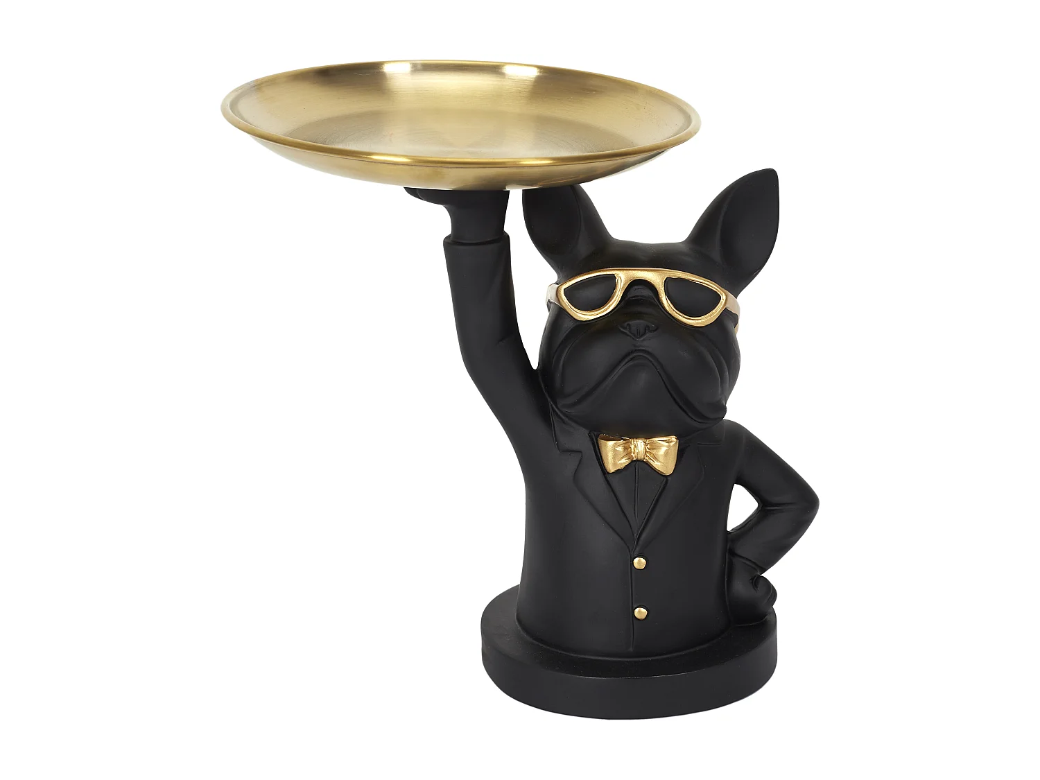 Sculpture Deco Bulldog Noir Vide Poche 23cm Noir, Or
