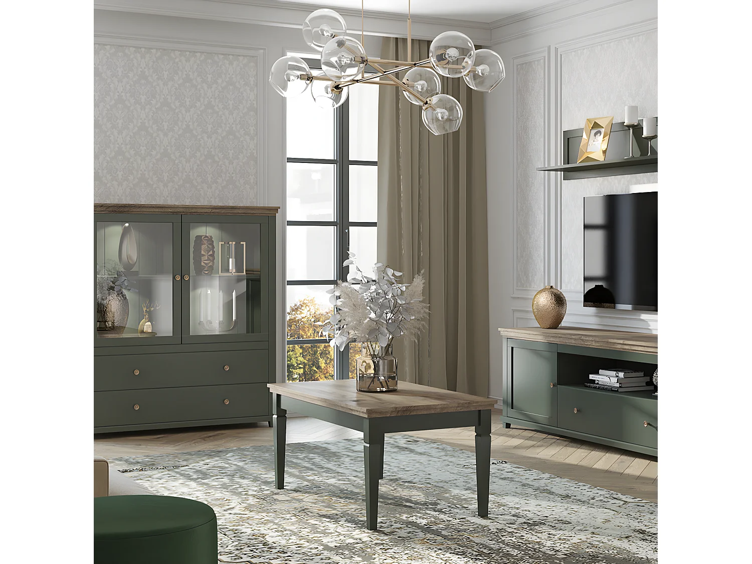 Couchtisch Martin Grün und Holz