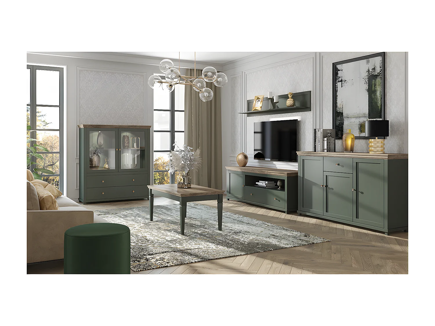 Couchtisch Martin Grün und Holz