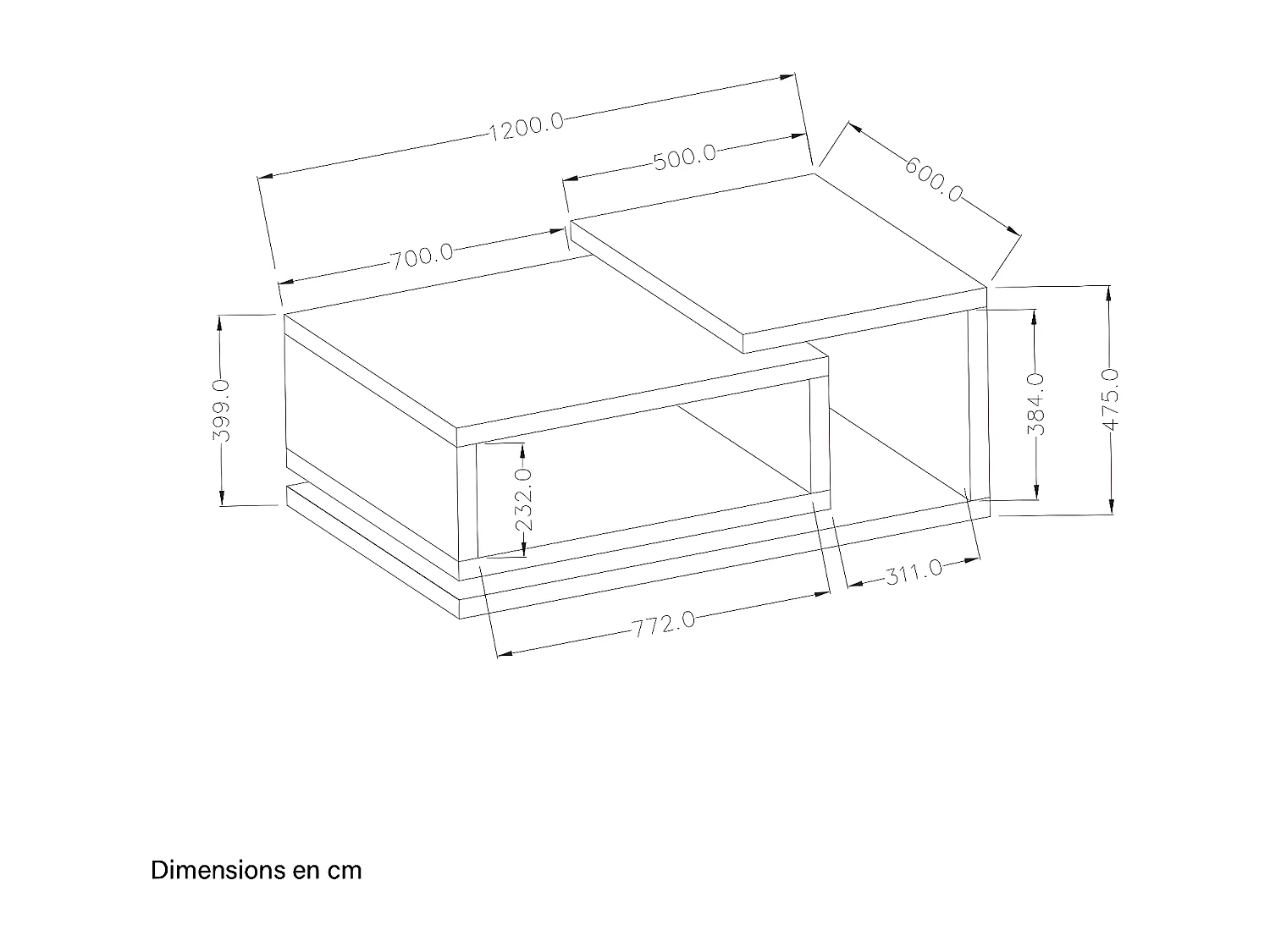 Stolik kawowy BOTA 120x60 antracyt/dąb ribbec