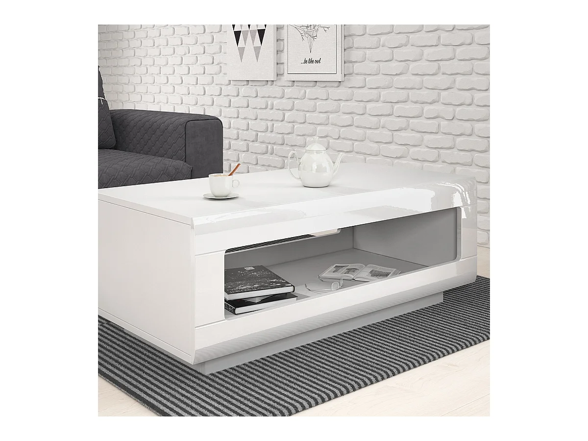 Stolik kawowy TULSA 110x60 biały połysk