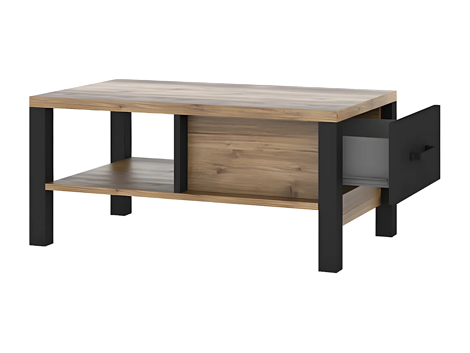 Mesa de centro 1 cajón Lyam Madera y Negro