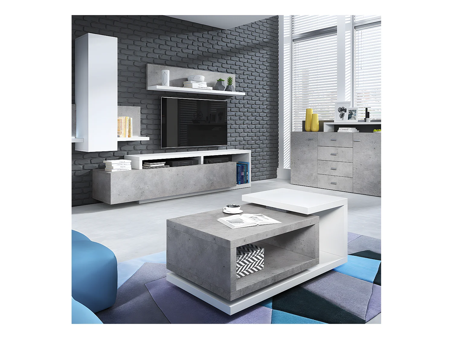 Ilyes Witte en Betonnen Salontafel