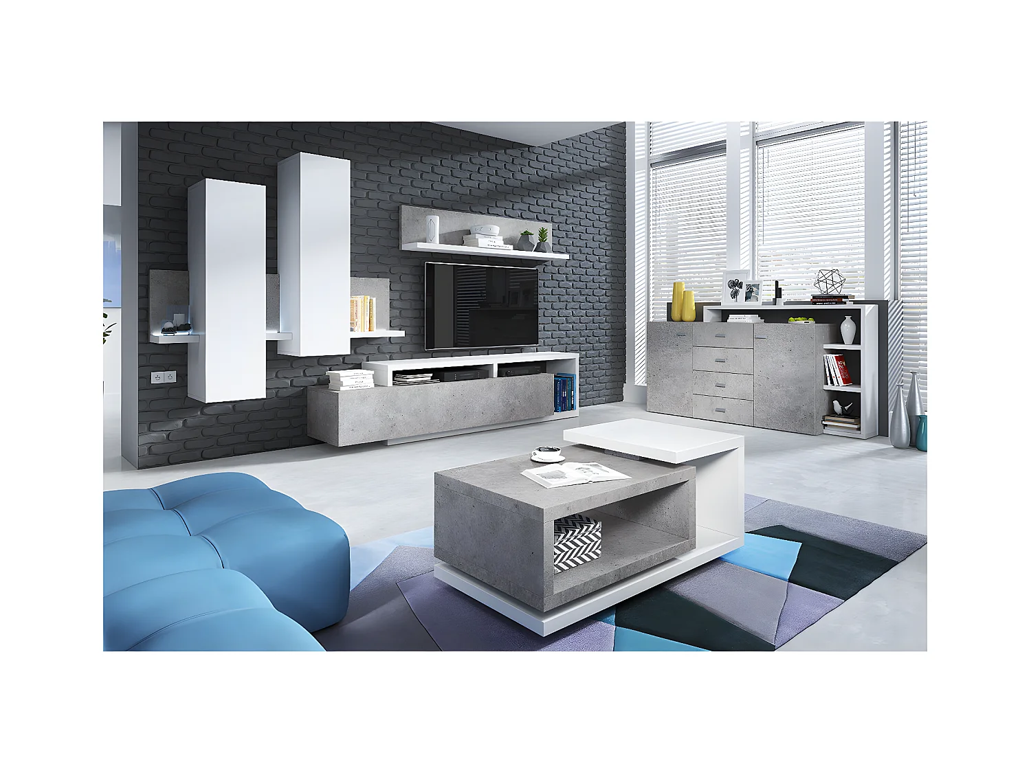 Ilyes Witte en Betonnen Salontafel