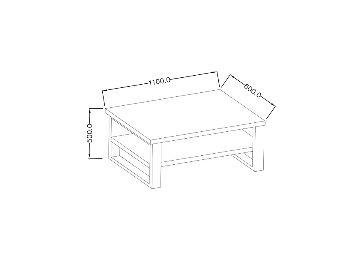 Mesa de centro Eden madeira e metal 50cm