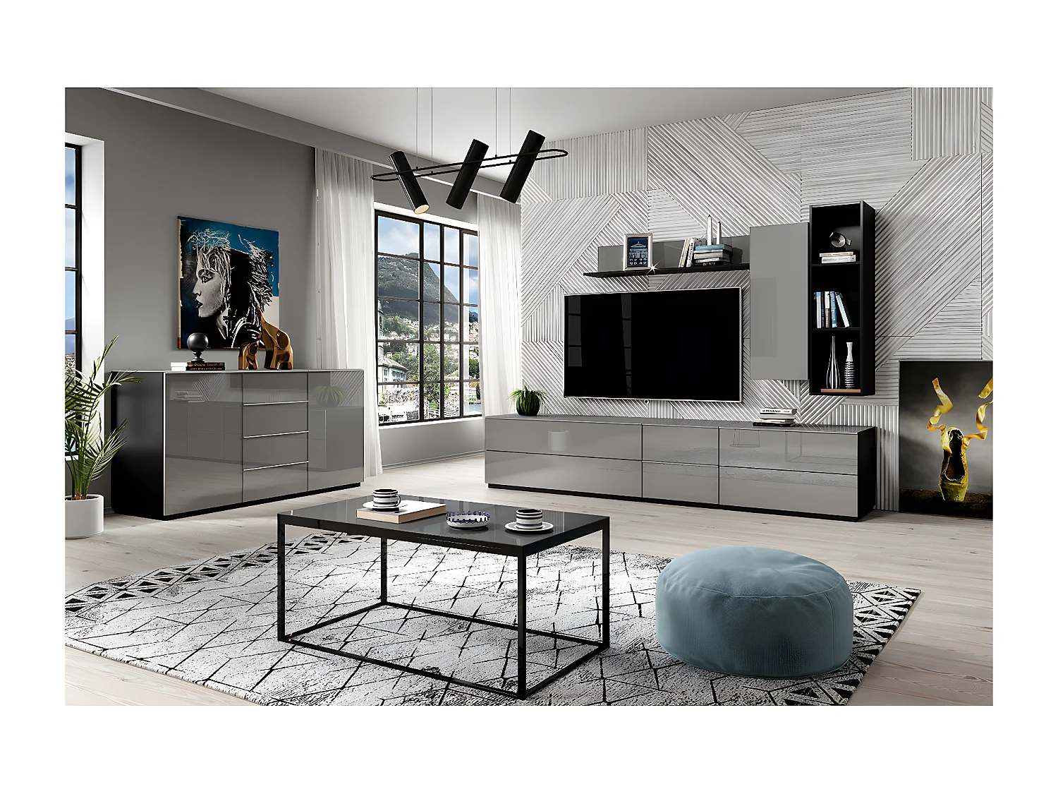 Salontafel Mathis Grijs en Zwart