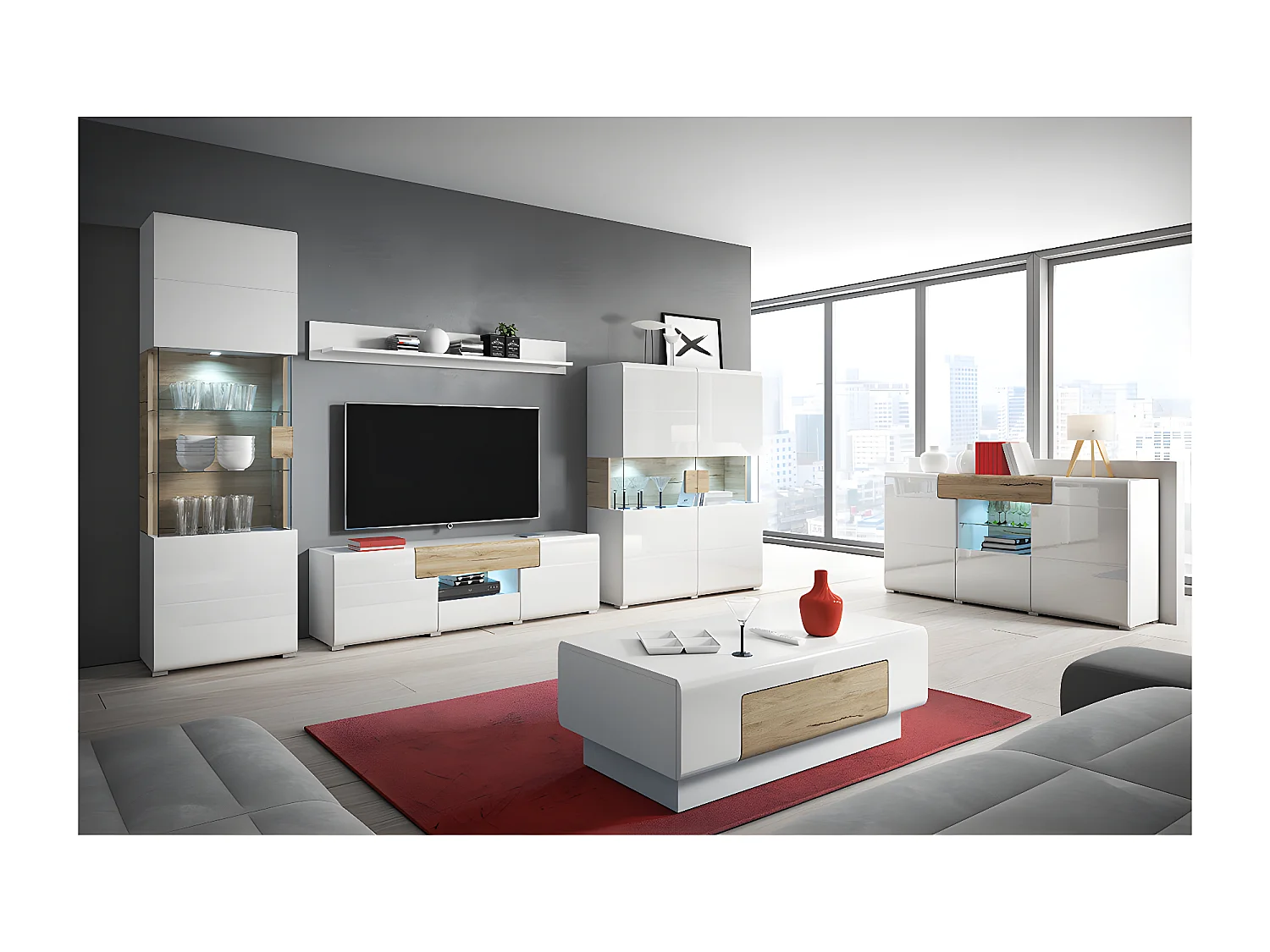 Table basse 1 tiroir Jules Blanc et Bois