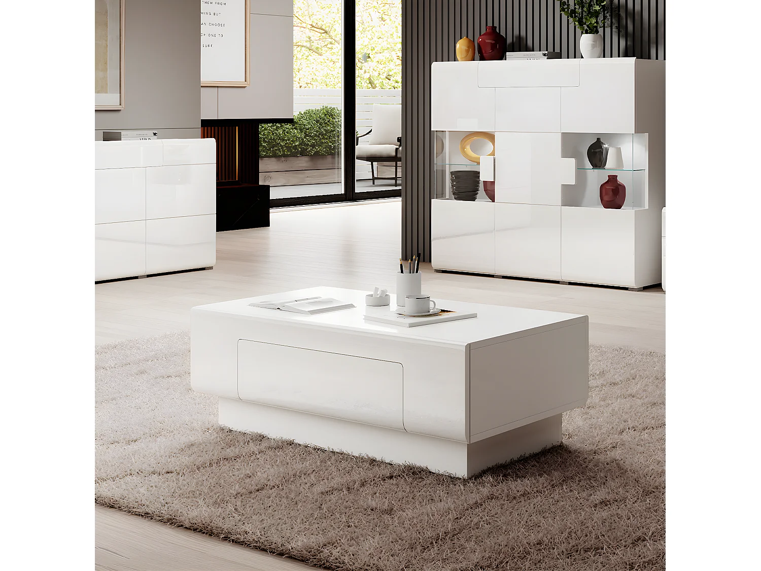 Tavolino da caffè 1 cassetto Jules bianco 39cm