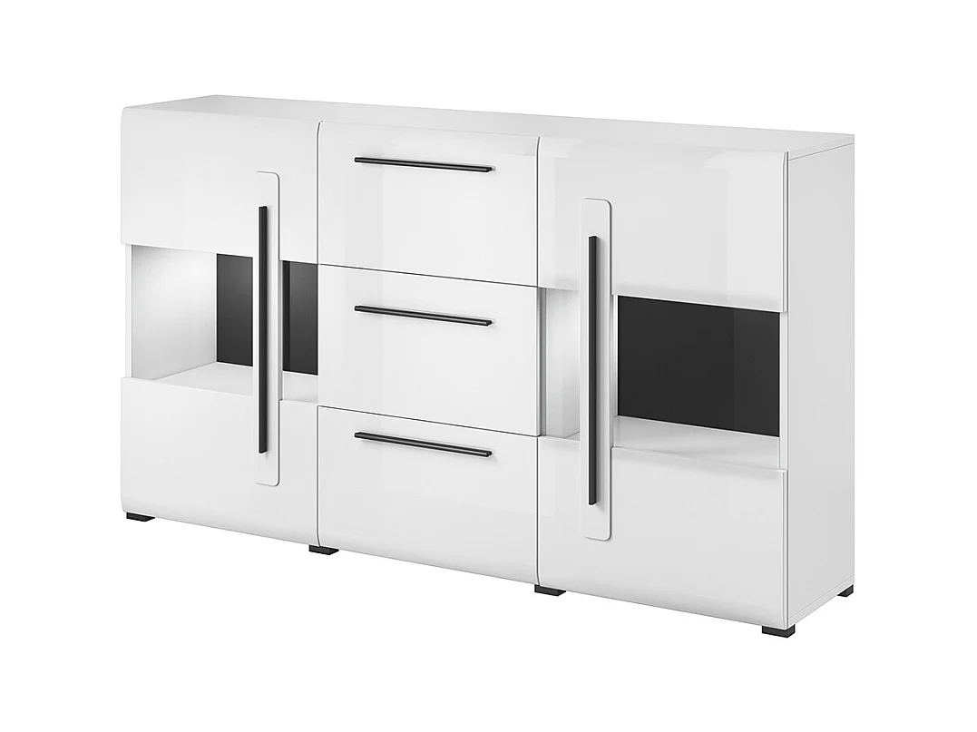 Buffet 2 portes 3 tiroirs avec LED Louis Blanc