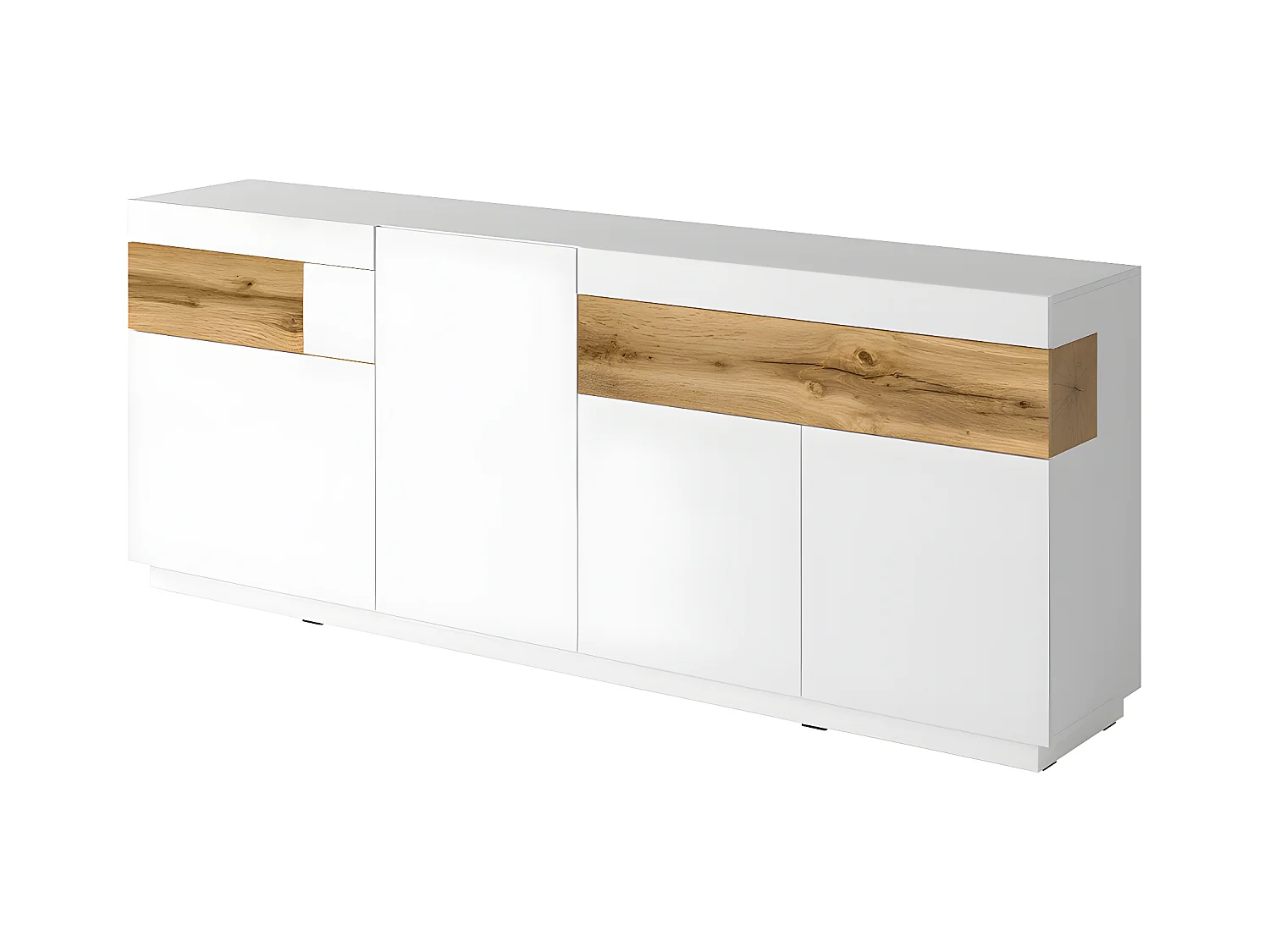 Buffet 4 portes 2 tiroirs Andrea Blanc et Bois