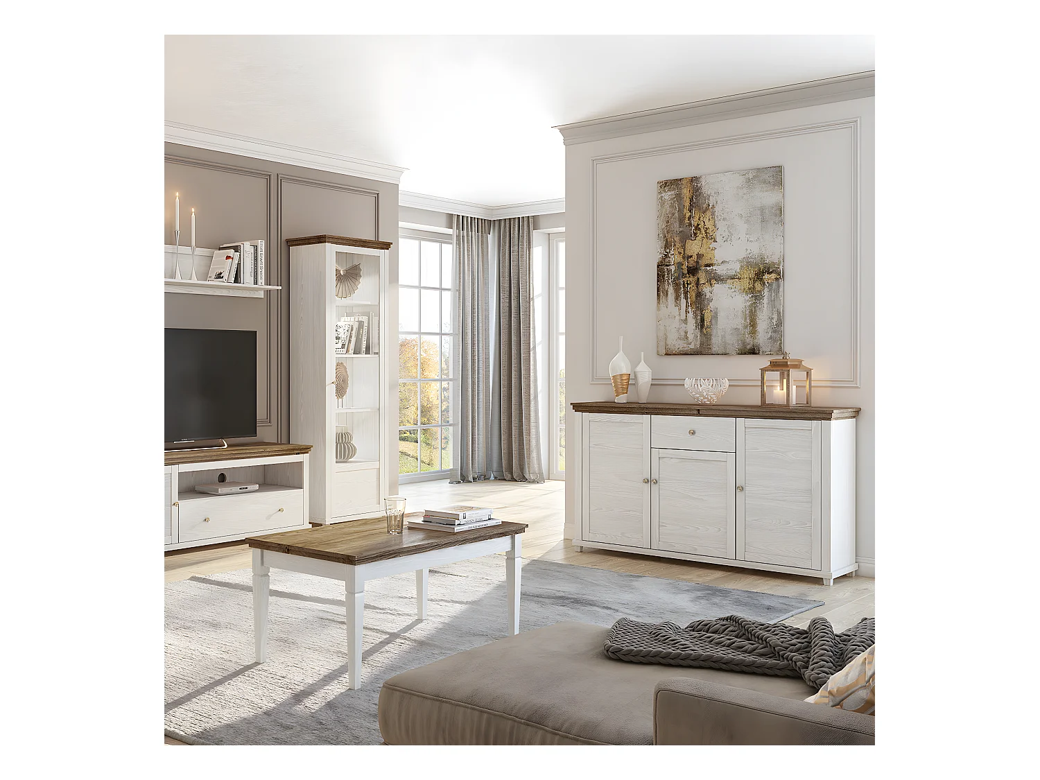 Buffet 3 portes 1 tiroir Martin Bois Blanc