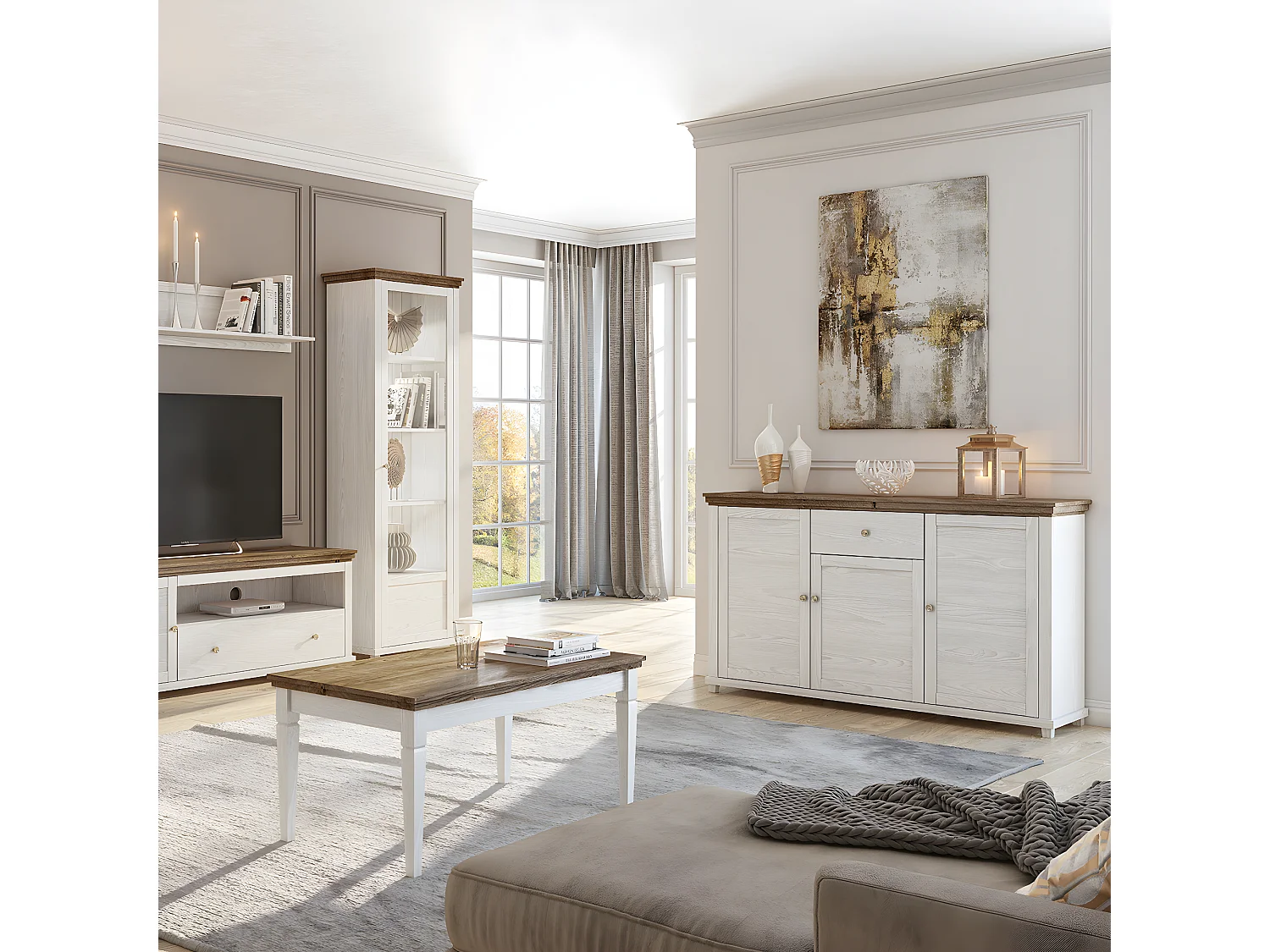 Buffet 3 portes 1 tiroir Martin Bois Blanc