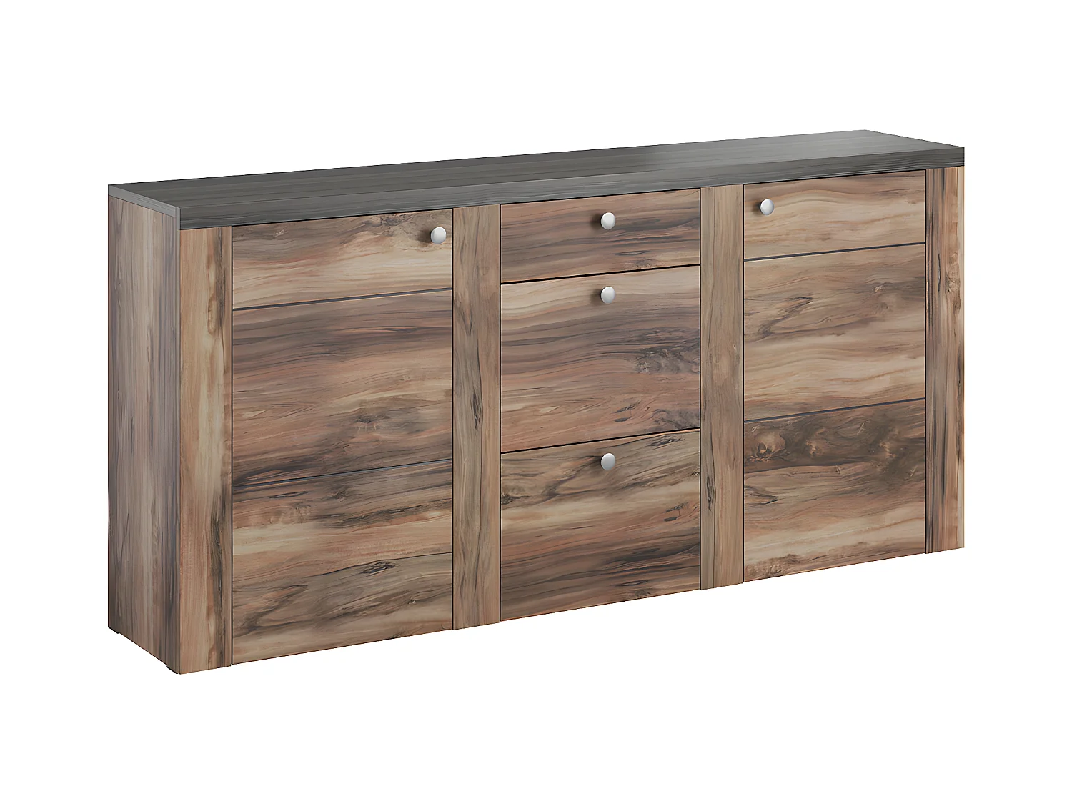 Buffet 2 portes 3 tiroirs Amaury Bois foncé