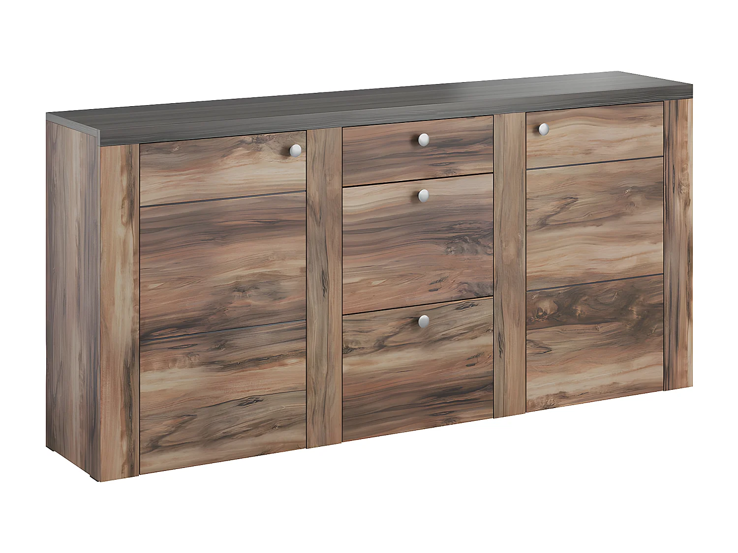 Buffet 2 portes 3 tiroirs Amaury Bois foncé