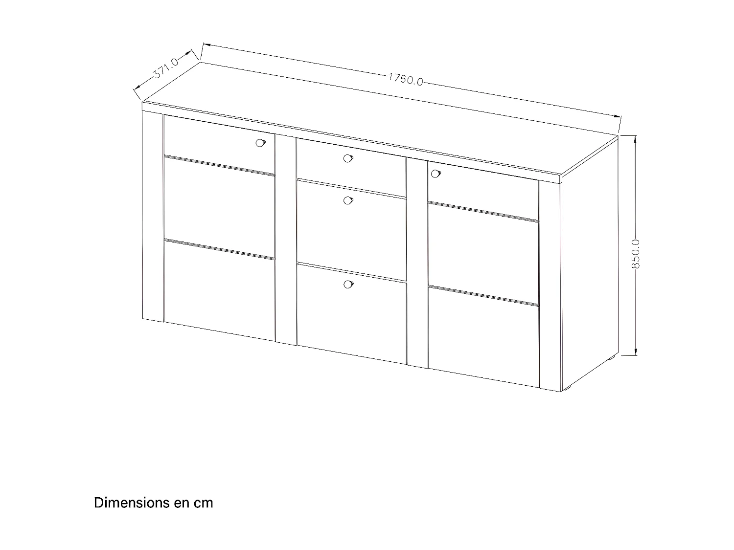 Buffet 2 portes 3 tiroirs Amaury Bois foncé