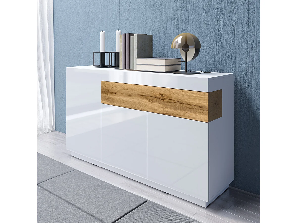 Buffet 3 ante 1 cassetto Andrea bianco e marrone 85cm