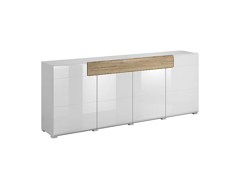 Aparador 4 portas 1 gaveta Jules branco e madeira 82cm